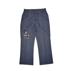 Vintage JCPenney Jeans Womens 12 30x26 Dark Wash Mickey Mouse Hand Painted